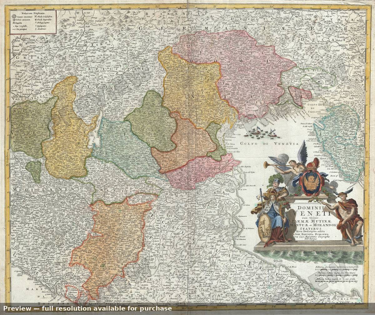 Antique map: Northeast Italy, 1745, 1745