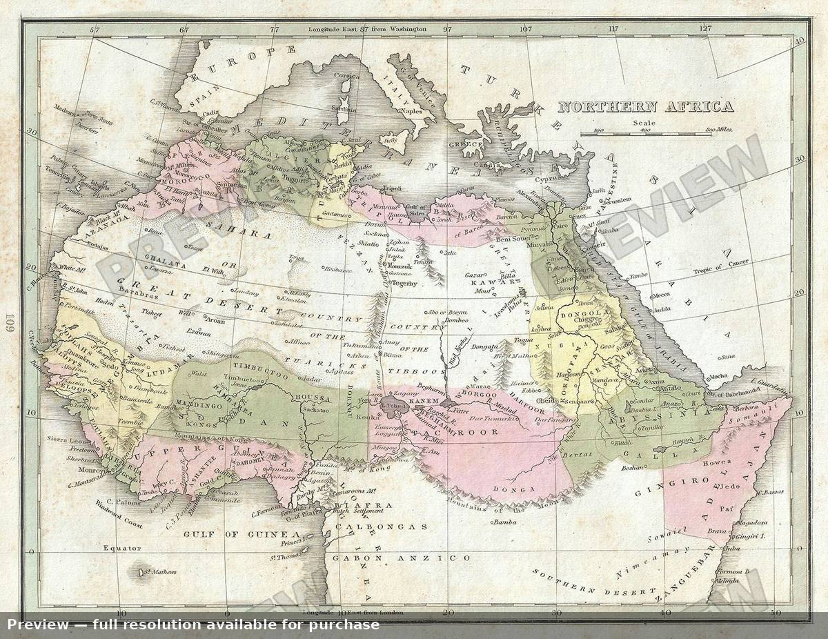 Antique map: Northern Africa, 1835, 1835