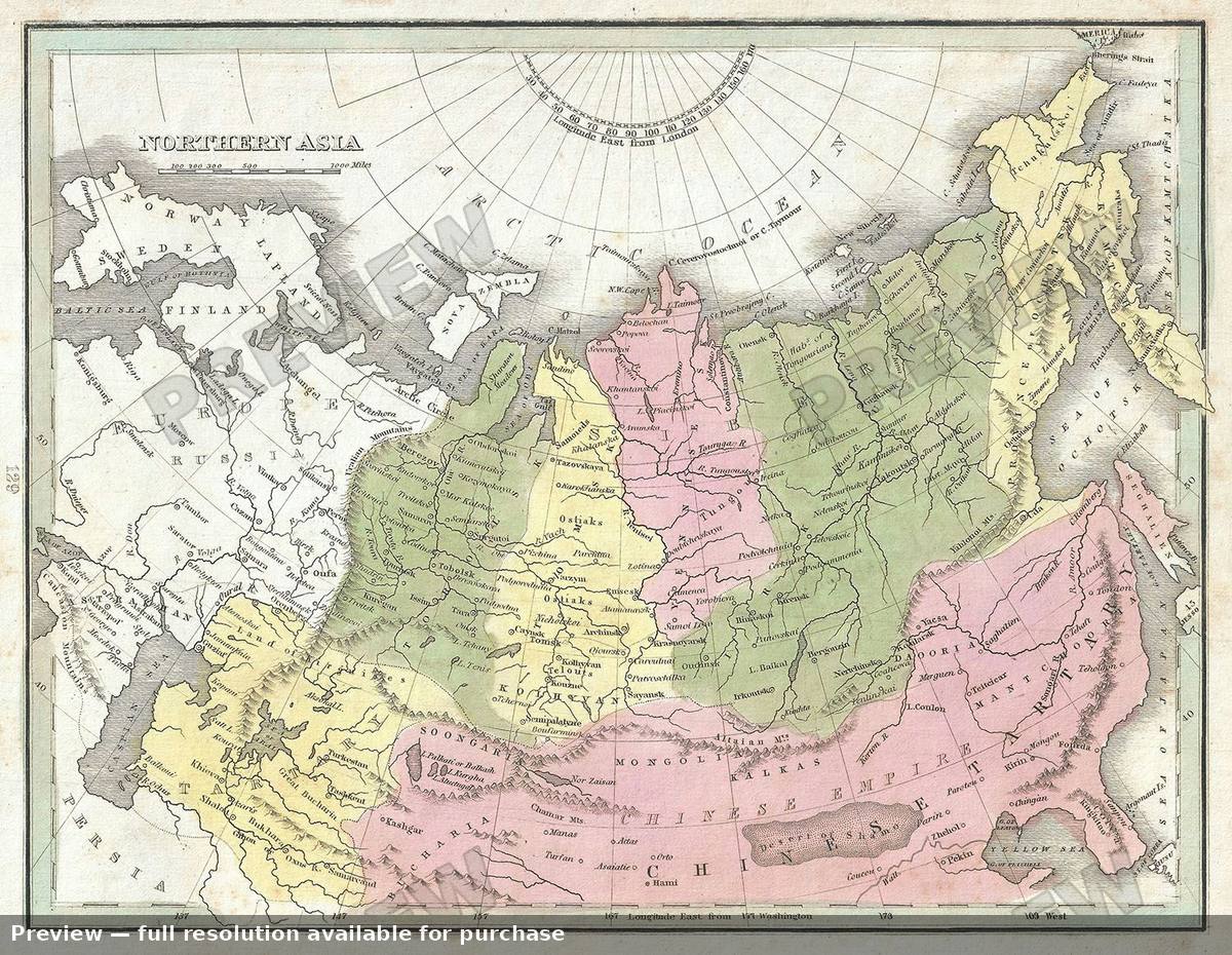 Antique map: Northern Asia, 1835, 1835