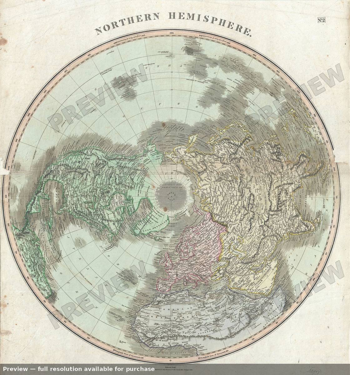 Antique map: Northern Hemisphere 2, 1814
