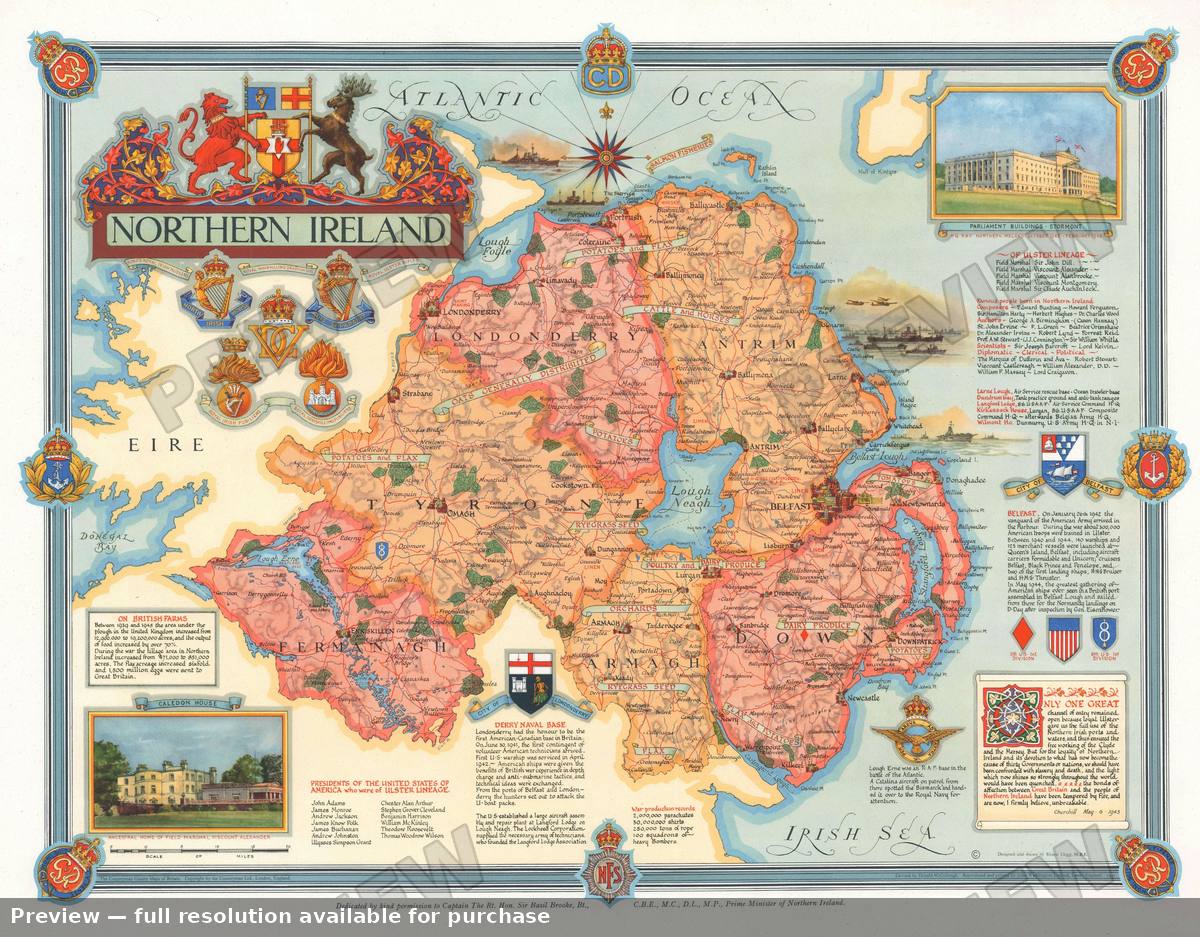 Antique map: Northern Ireland, 1947, 1947