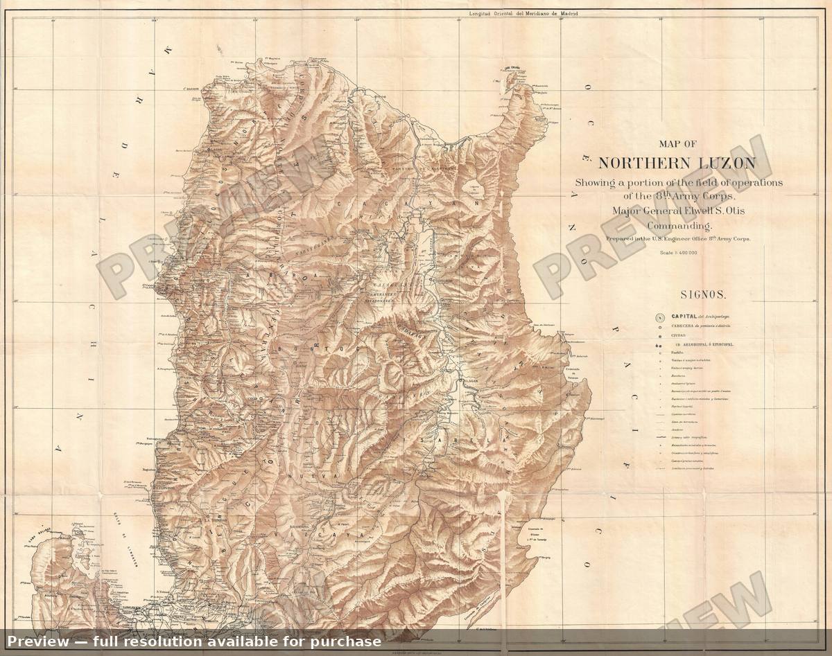 Antique map: Northern Luzon, 1900
