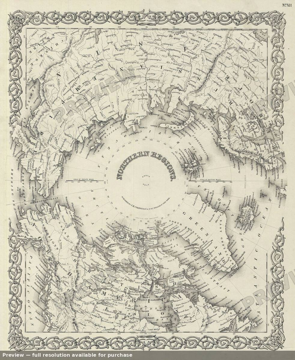 Antique map: Northern Regions, 1856, 1856