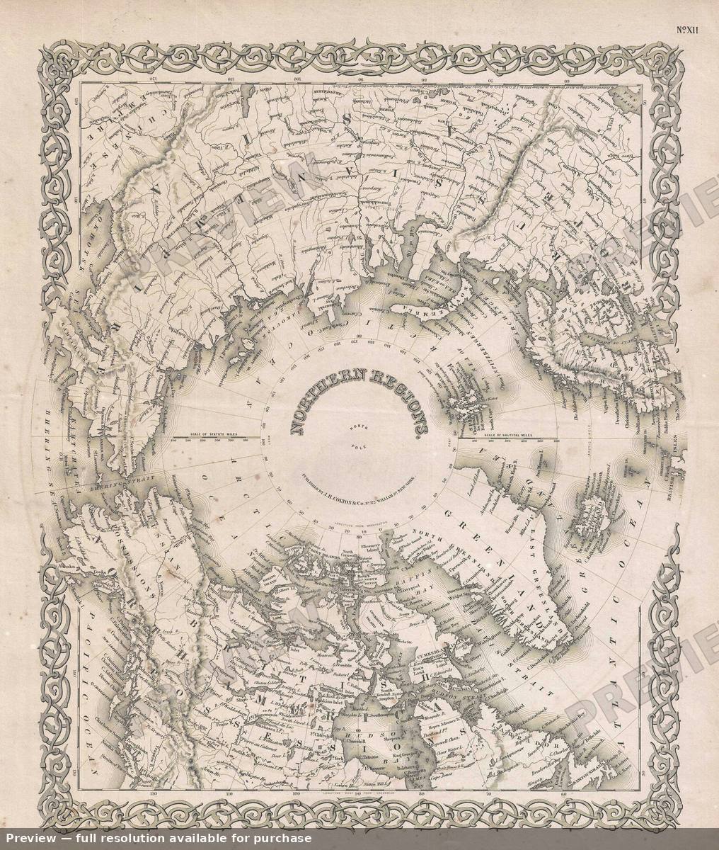 Antique map: Northern Regions, 1857, 1857