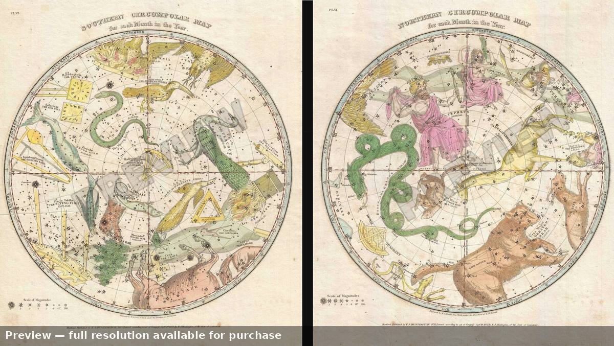 Antique map: Northern Southern Circumpolar 2, 1835