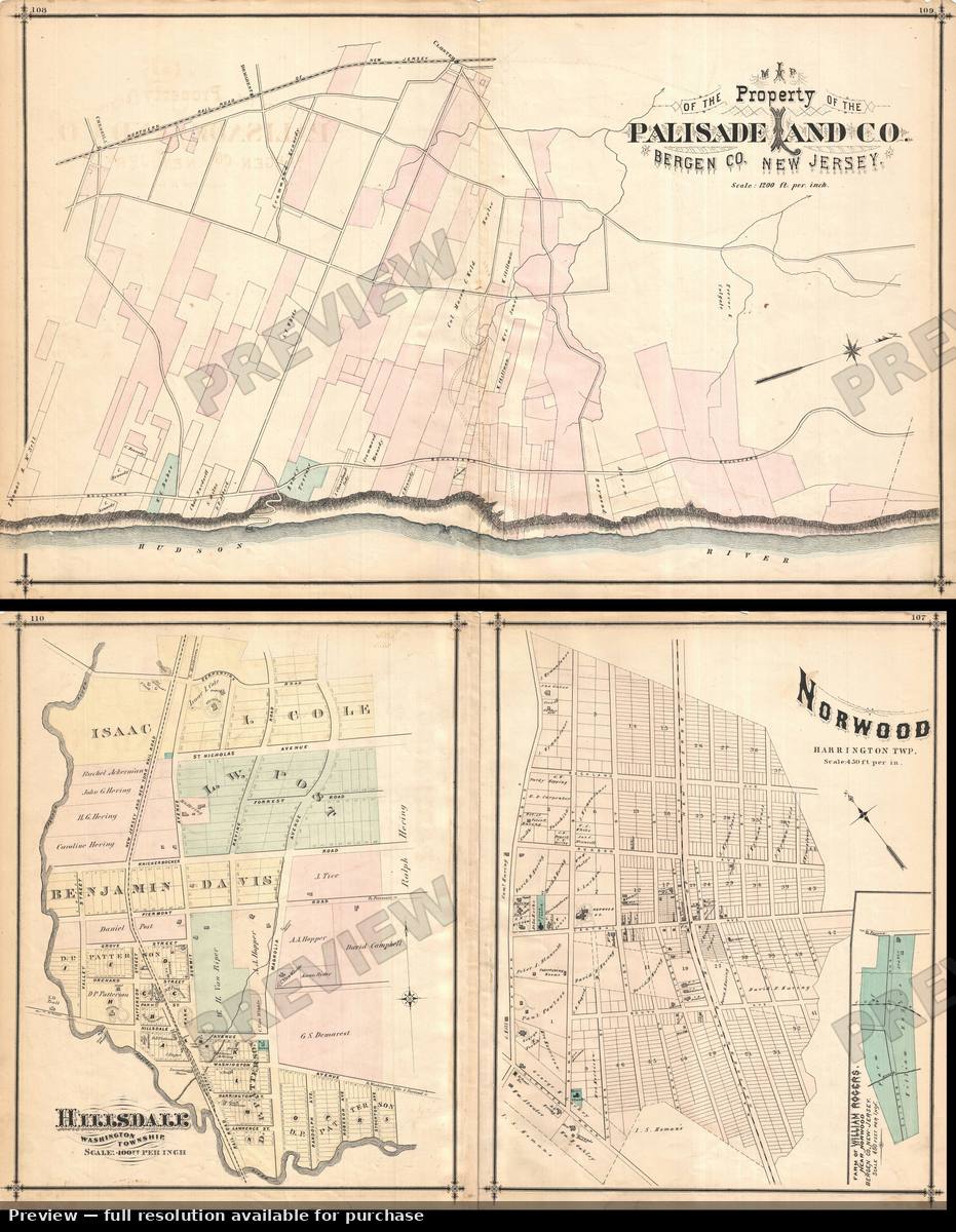 Antique map: Norwood Hillsdale, 1876, 1876
