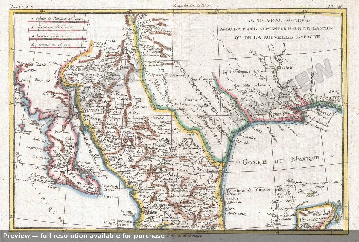 Antique map: Nouveau Mexique, 1780, 1780