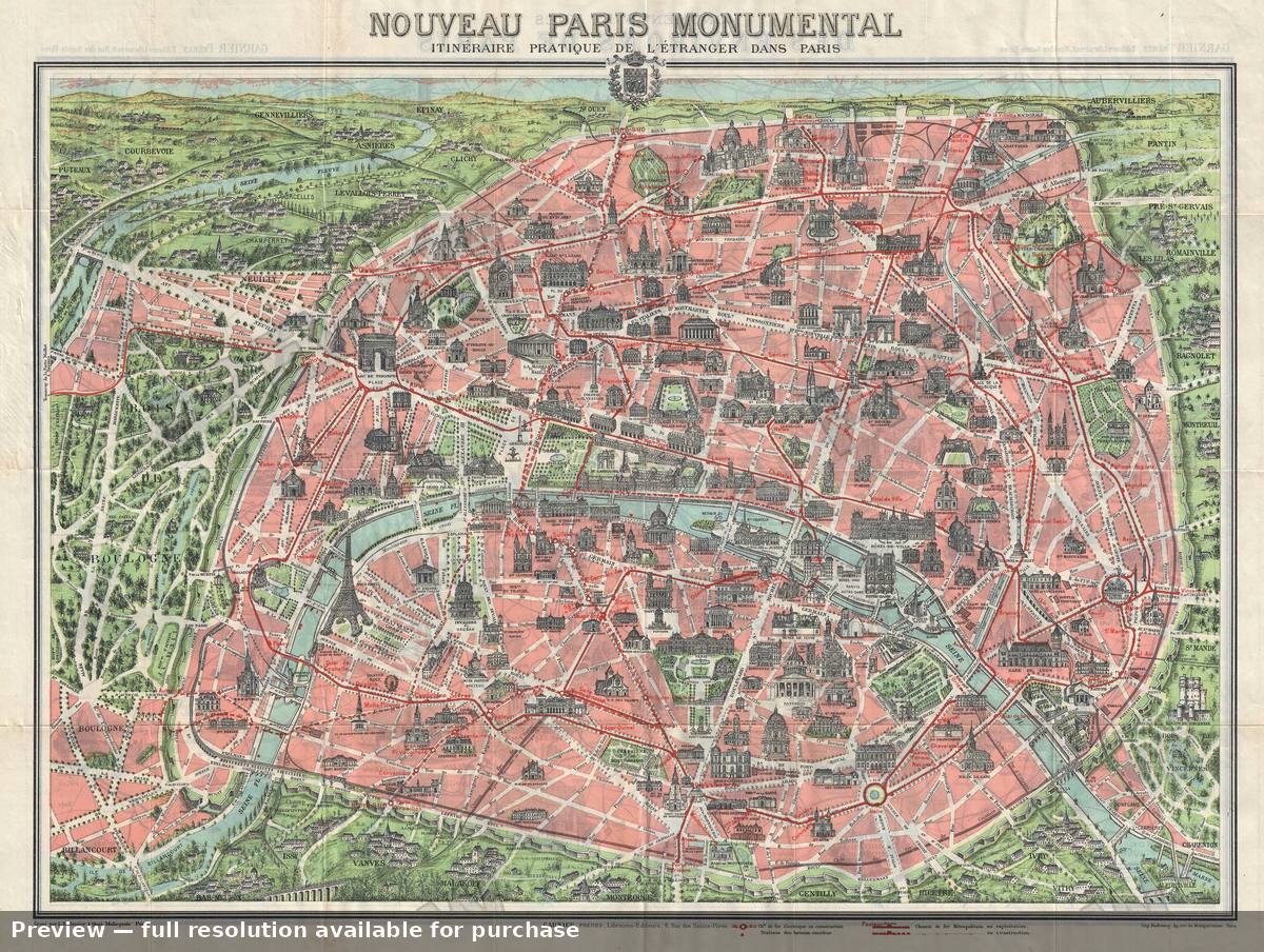 Antique map: Nouveau Paris, 1909