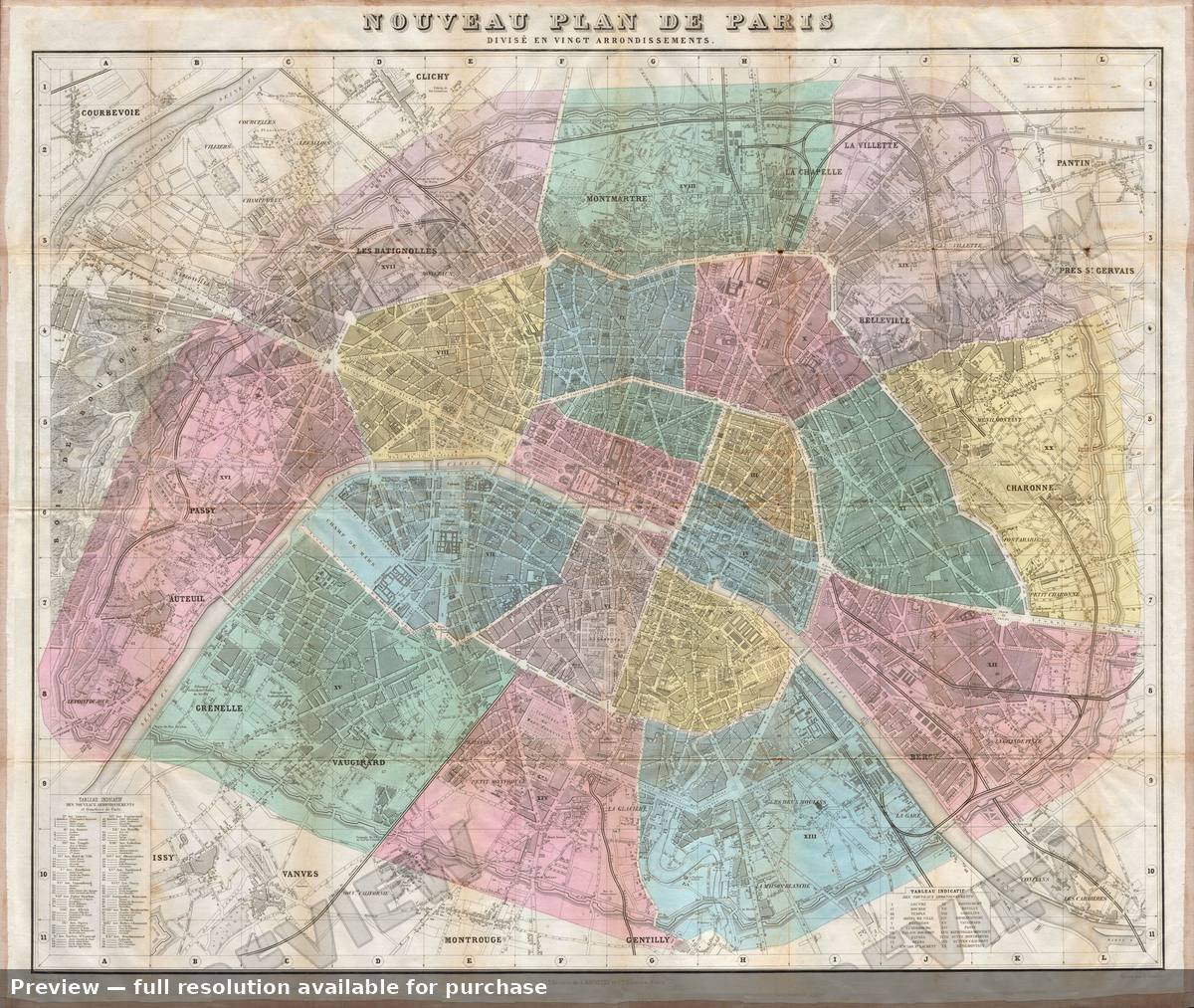 Antique map: Nouveau Paris, 1870, 1870