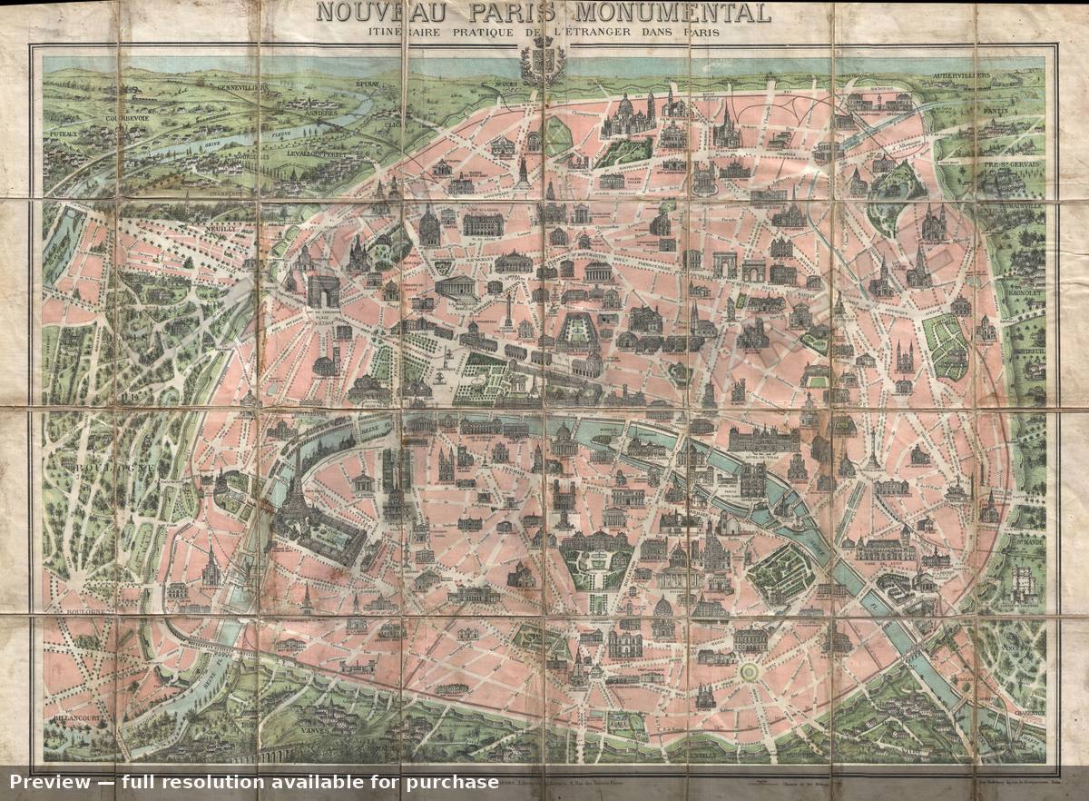 Antique map: Nouveau Paris Monumental, 1900, 1900