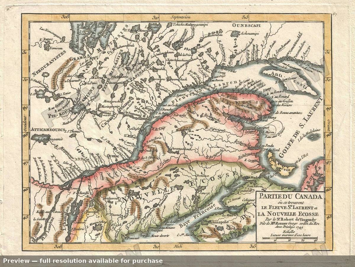 Antique map: Nouvelle Ecosse, 1749, 1749