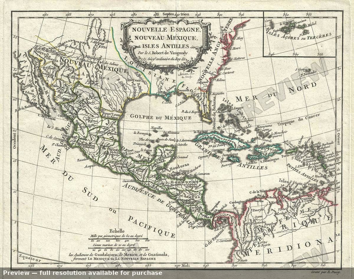Antique map: Nouvelle Espagne, 1778, 1778