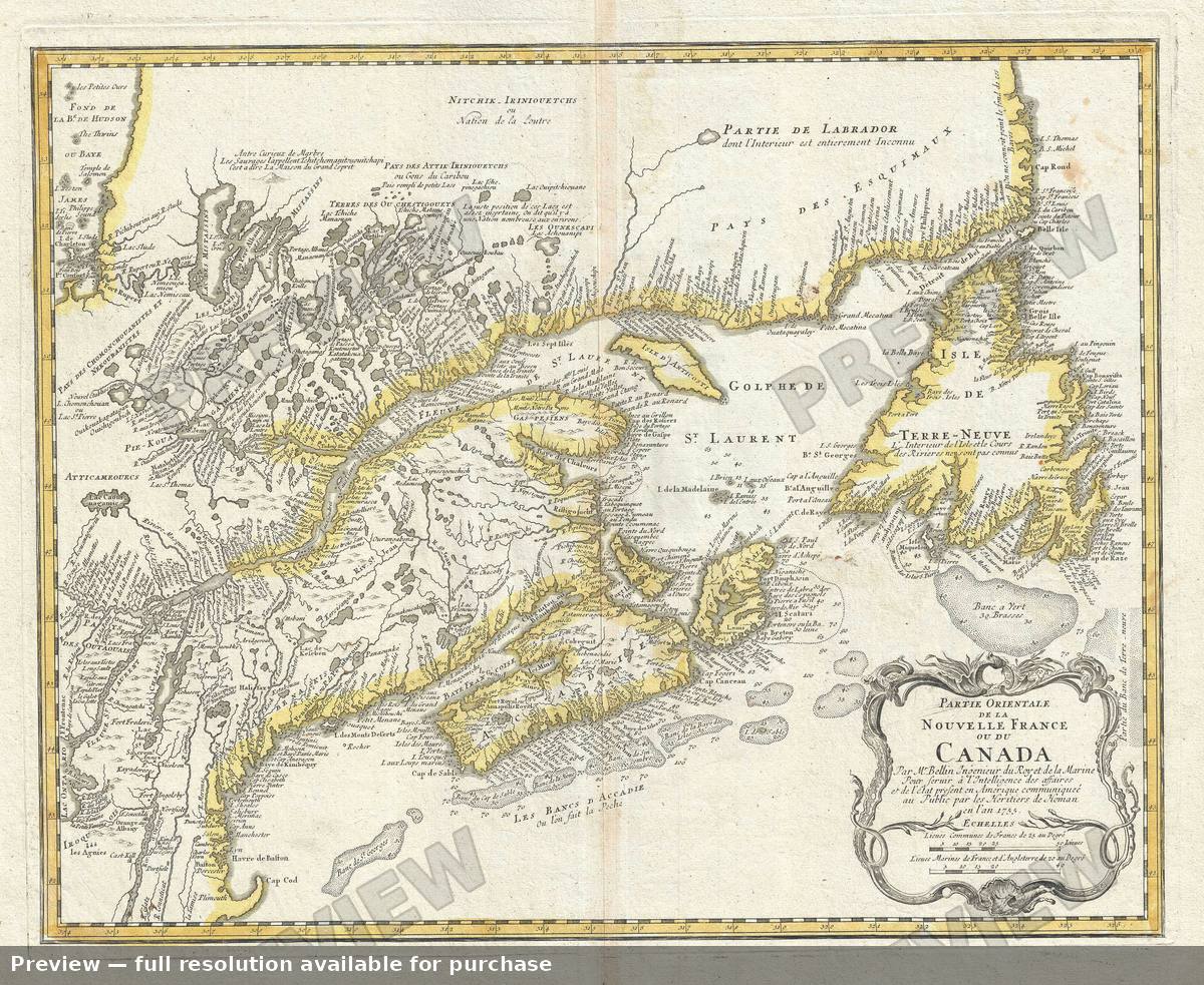 Antique map: Nouvelle France Ou Du Canada, 1755, 1755
