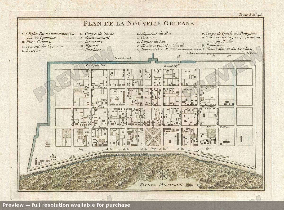 Antique map: Nouvelle Orleans, 1764, 1764
