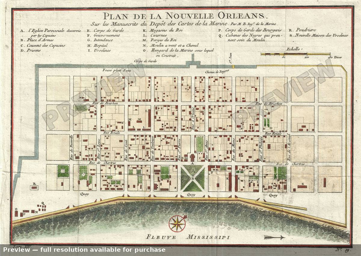 Antique map: Nouvelle Orleans 2, 1744