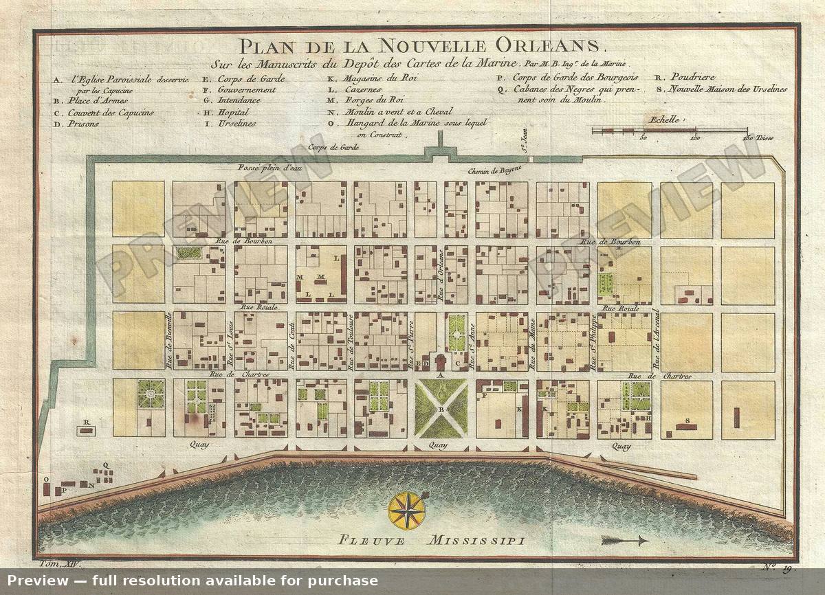Antique map: Nouvelle Orleans 3, 1744, 1744