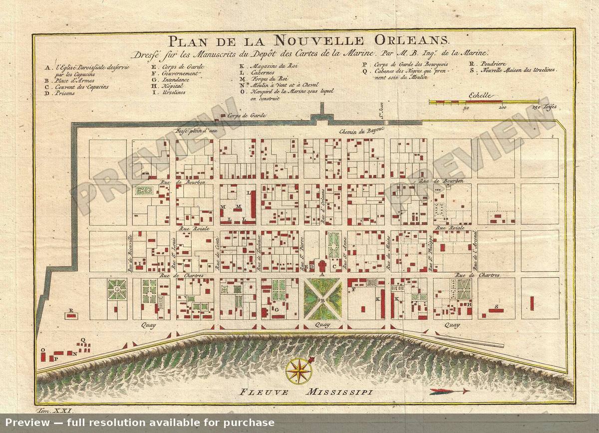 Antique map: Nouvelle Orleans 4, 1744