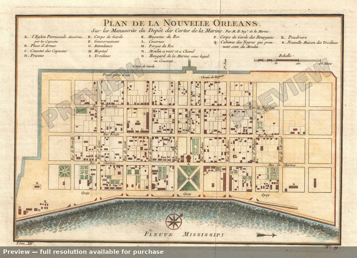Antique map: Nouvelle Orleans 5, 1744, 1744