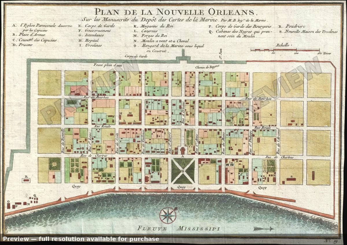 Antique map: Nouvelle Orleans 6, 1744, 1744