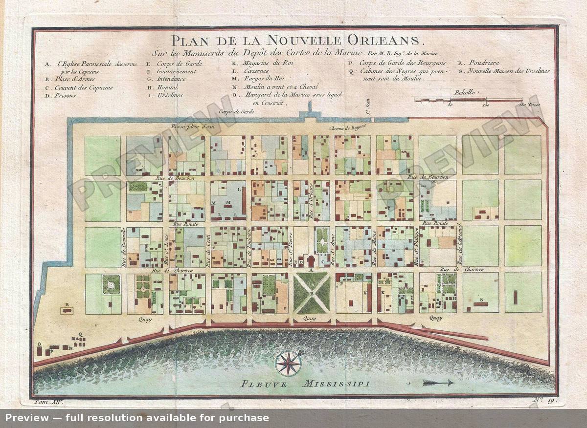 Antique map: Nouvelle Orleans 7, 1744, 1744