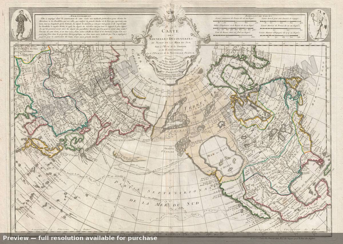 Antique map: Nouvelles Decouverts Arctic, 1730, 1730