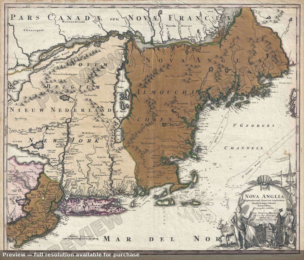 Antique map: Nova Anglia, 1716, 1716