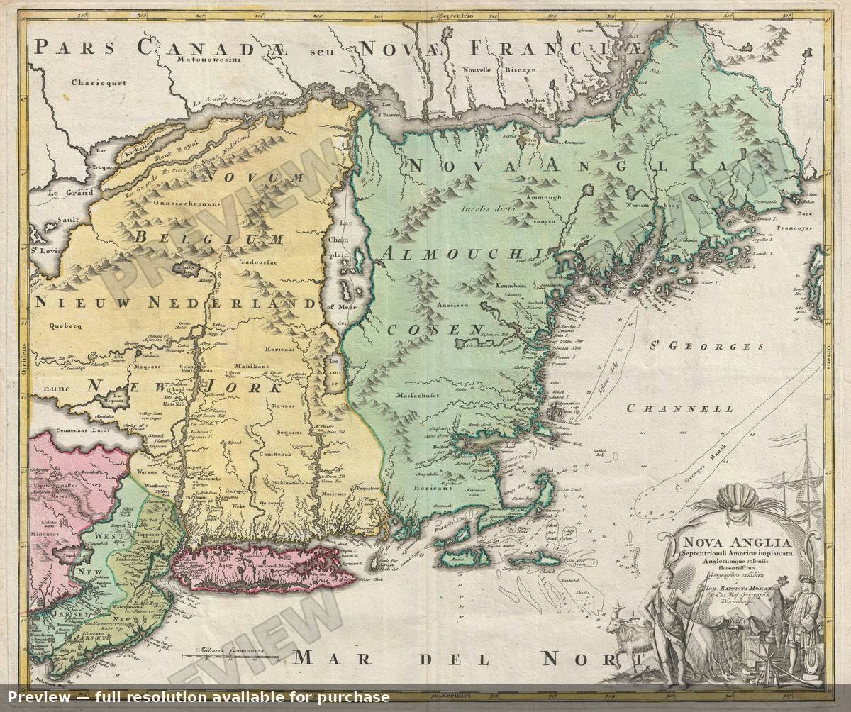 Antique map: Nova Anglia, 1716, 1716