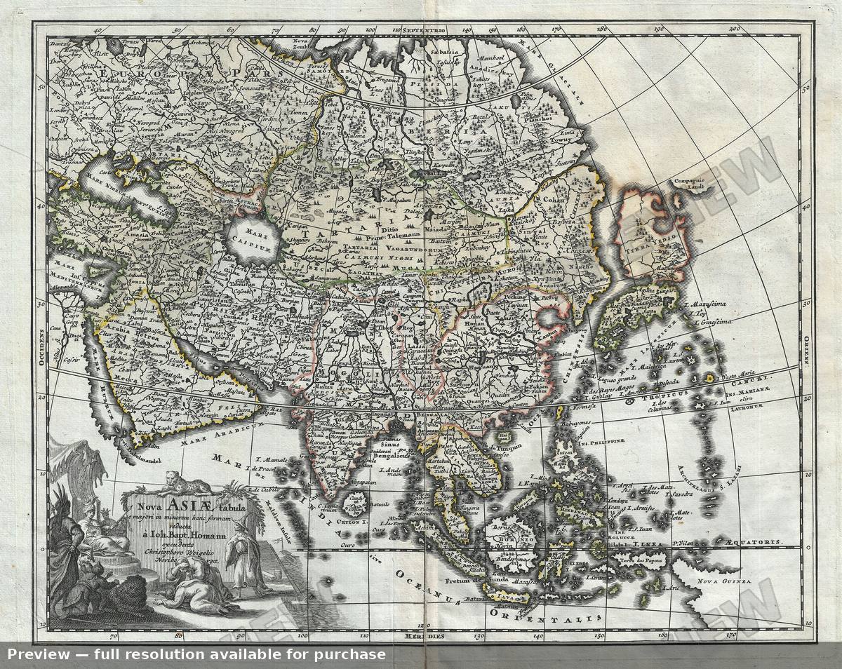 Antique map: Nova Asiae Tabula, 1719