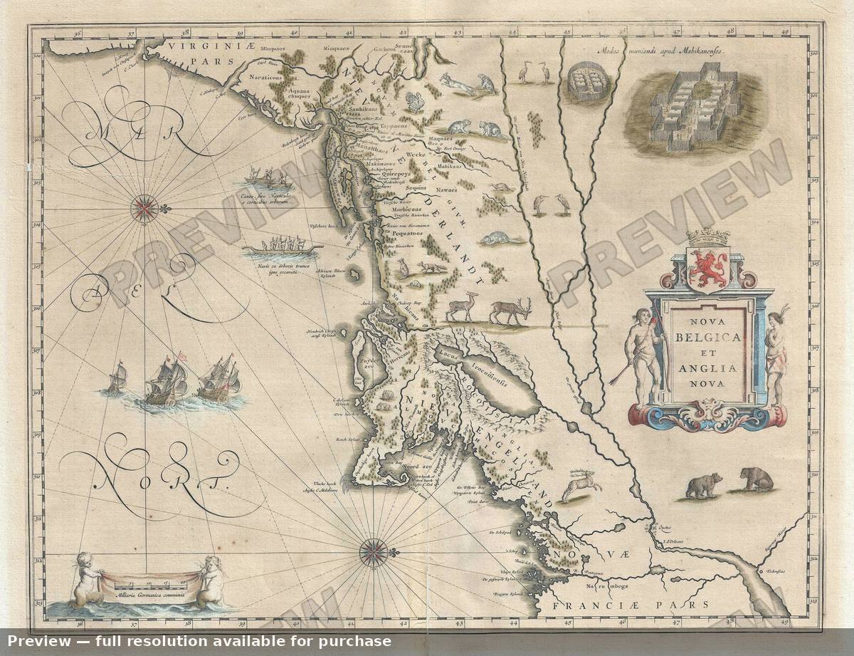 Antique map: Nova Belgicaet Anglia Nova 2, 1635