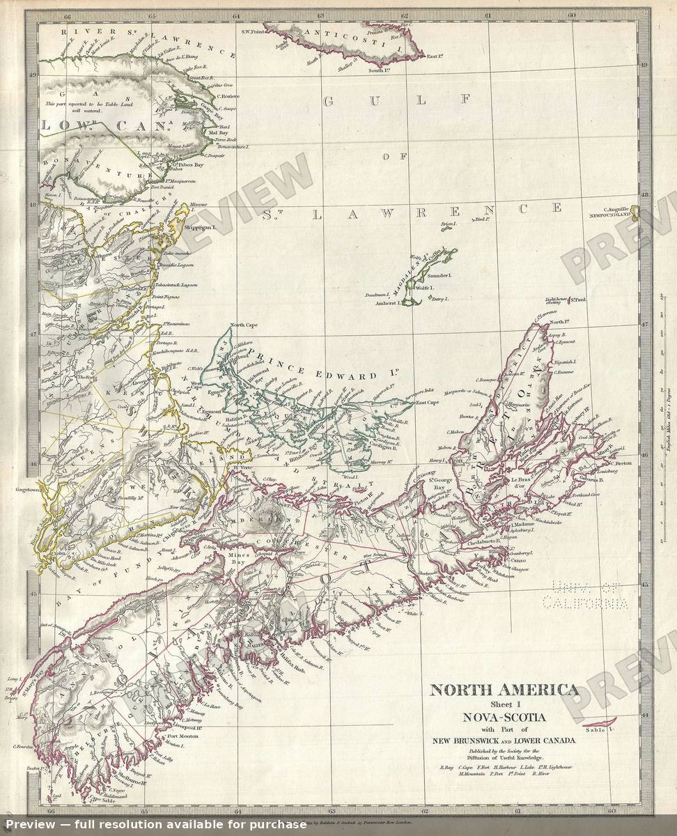 Antique map: Nova Scotia, 1844, 1844