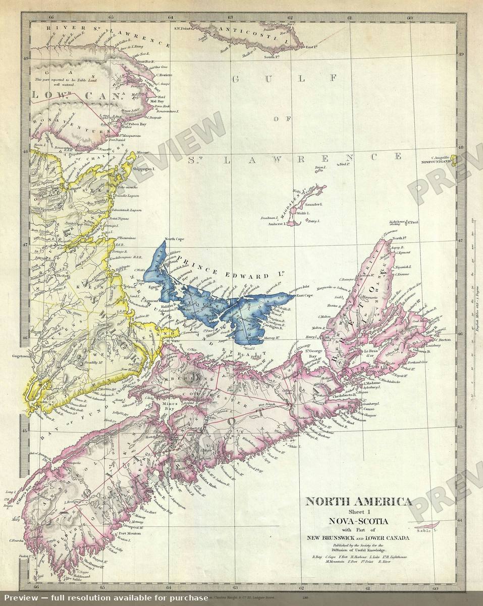 Antique map: Nova Scotia, 1848, 1848