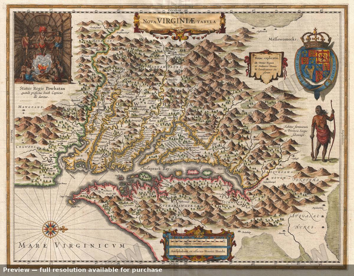 Antique map: Nova Virginiae Tabula, 1630