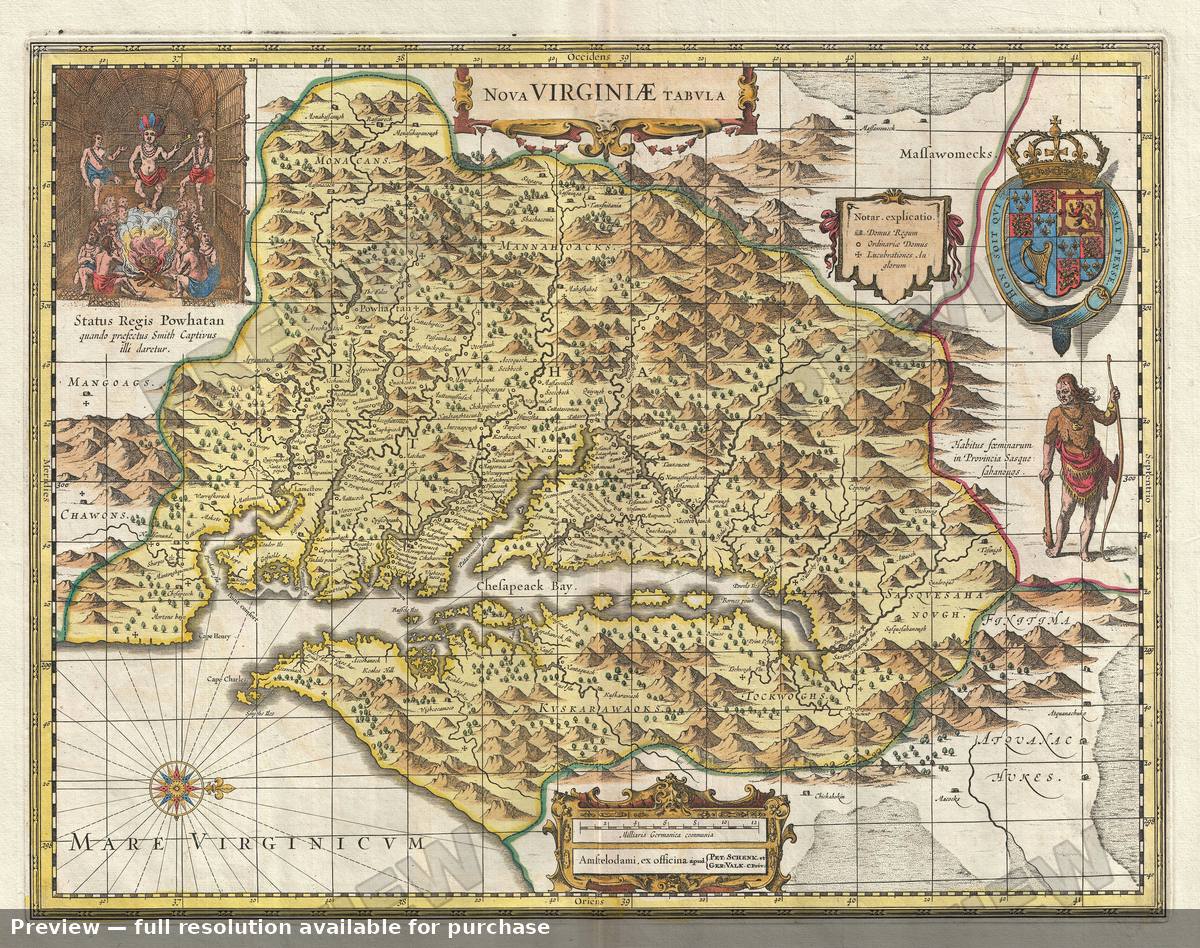 Antique map: Nova Virginiae Tabula, 1694, 1694
