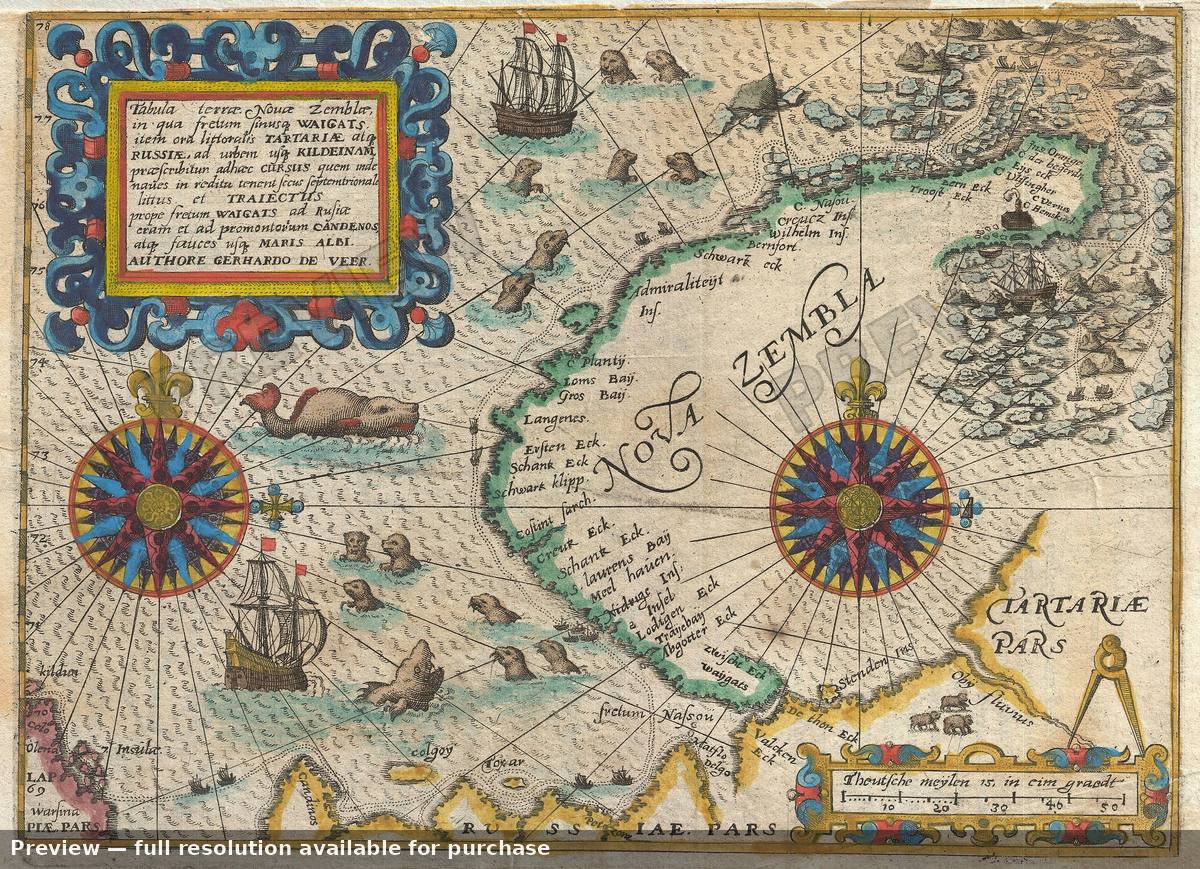 Antique map: Nova Zembla, 1601, 1601