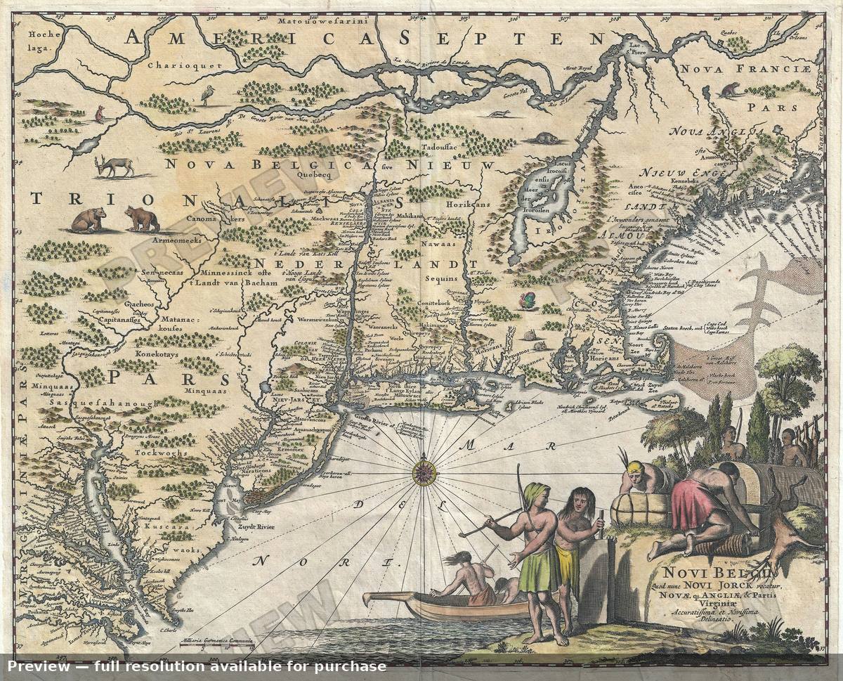 Antique map: Novi Belgii Novi Jorck, 1671, 1671