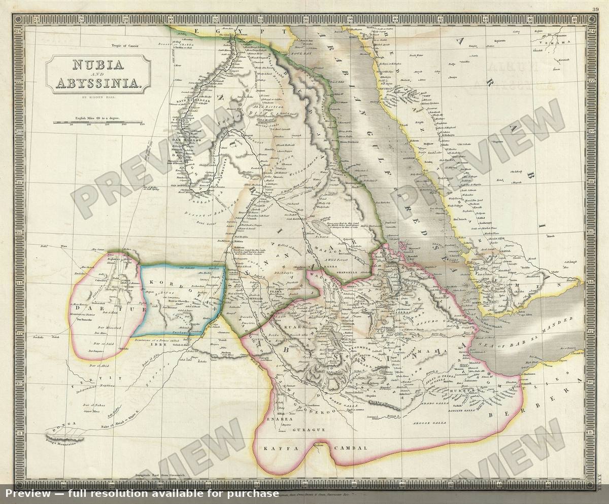Antique map: Nubia Abyssinia, 1835