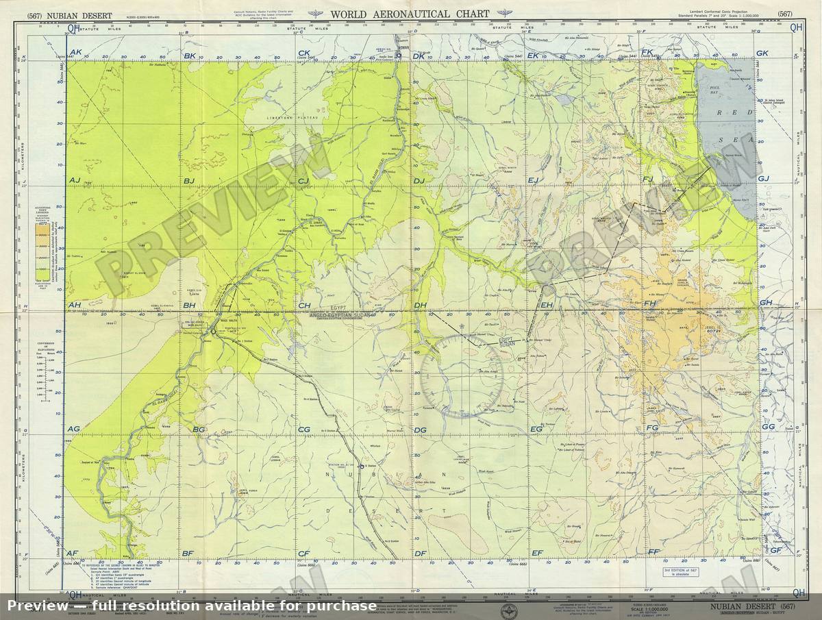 Antique map: Nubian Desert, 1957