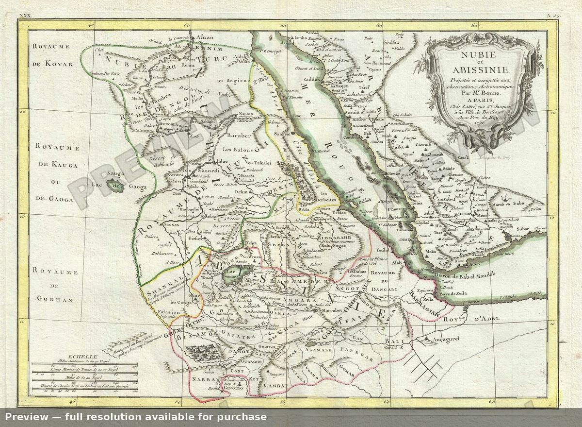 Antique map: Nubie Abissinie, 1771, 1771