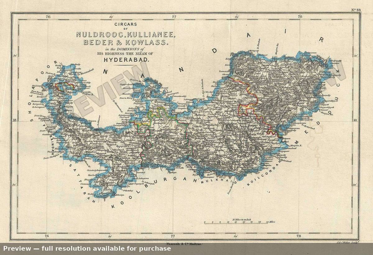 Antique map: Nuldrooc Kullianee, 1854