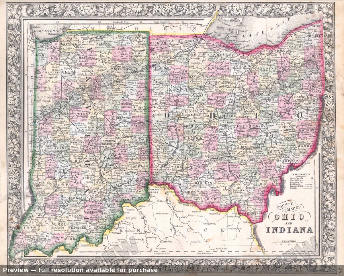 Antique map: OHIN, 1864, 1864