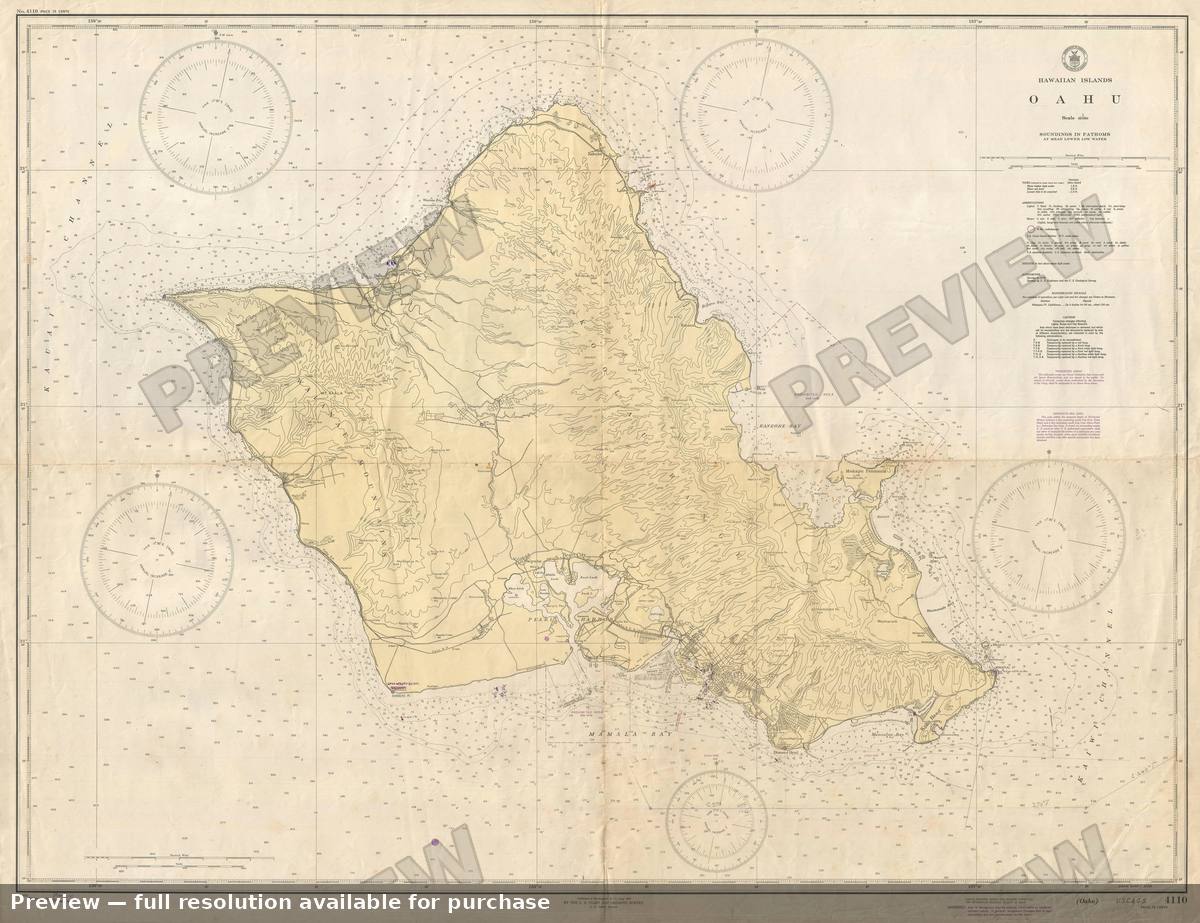 Antique map: Oahu, 1945, 1945