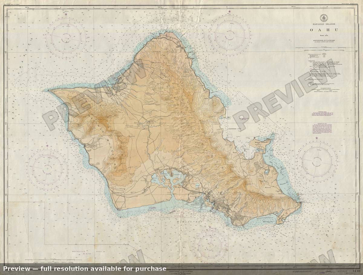 Antique map: Oahu, 1948, 1948