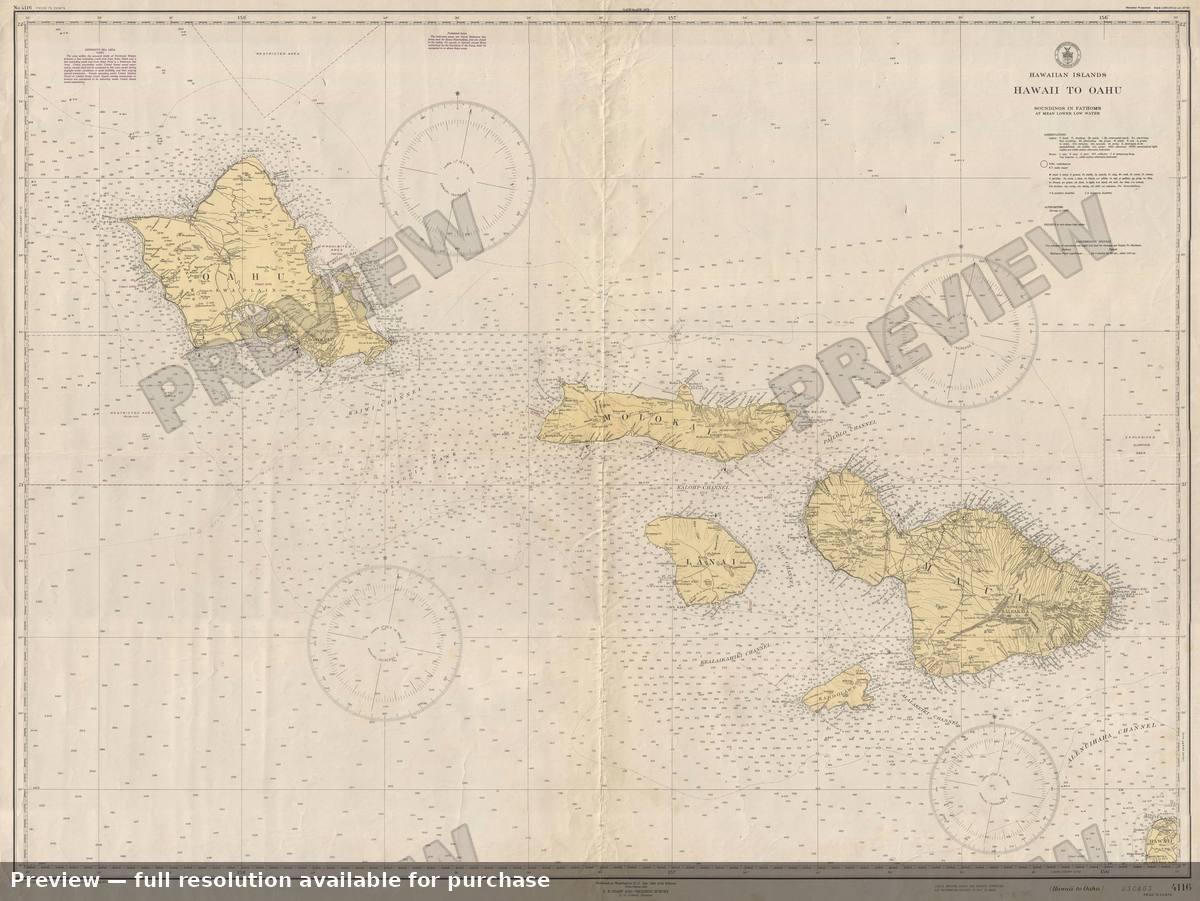Antique map: Oahu Maui Molokai, 1948, 1948