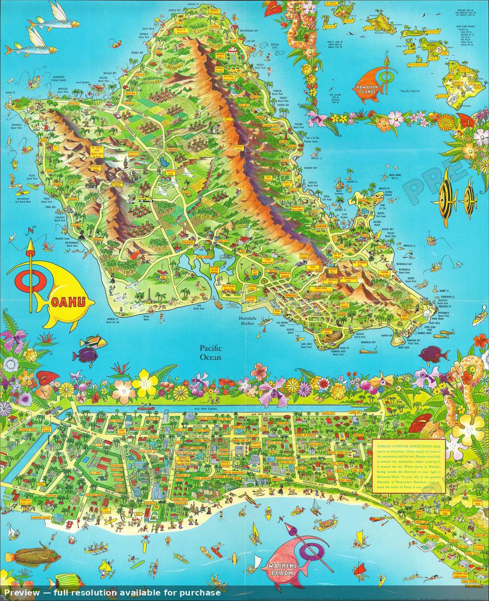 Antique map: Oahu Waikiki, 1956, 1956