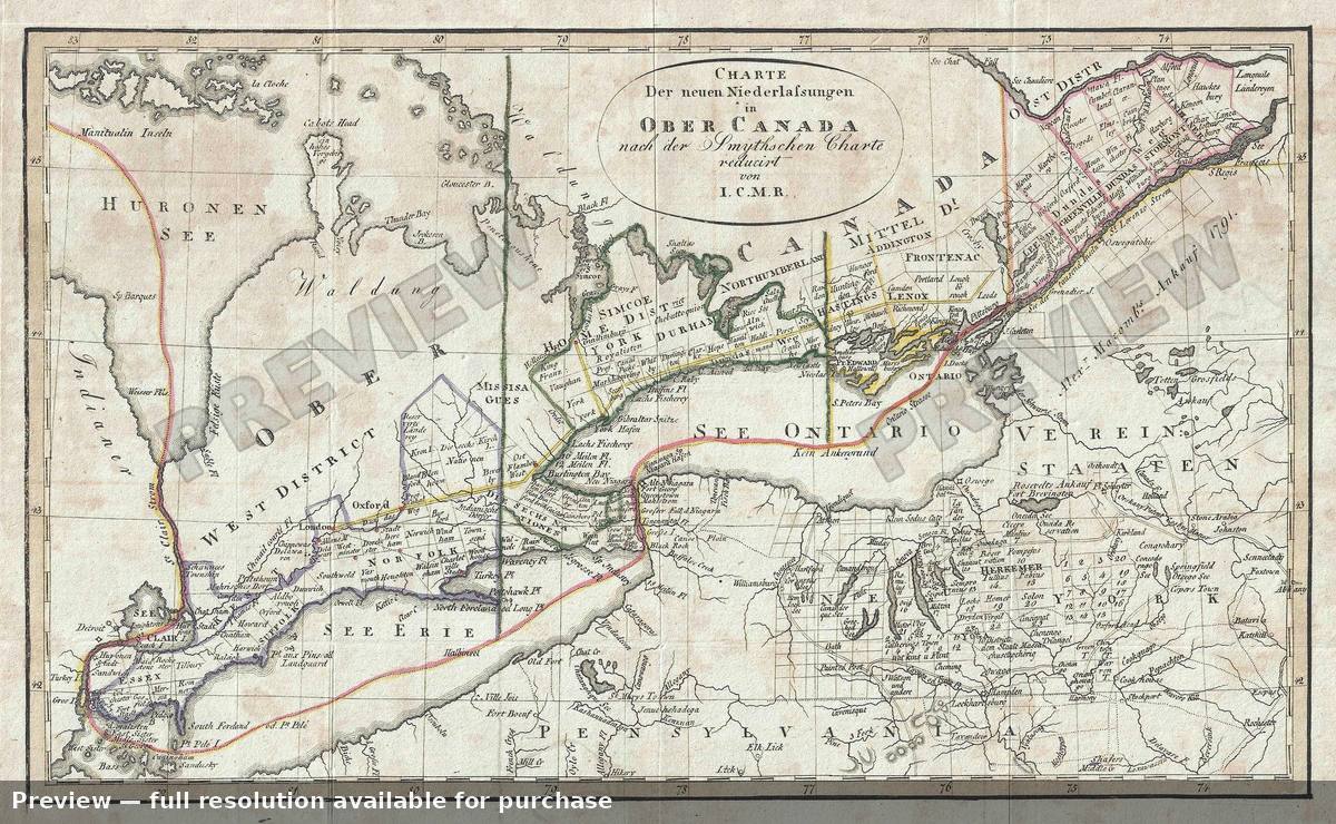 Antique map: Ober Canada, 1820, 1820