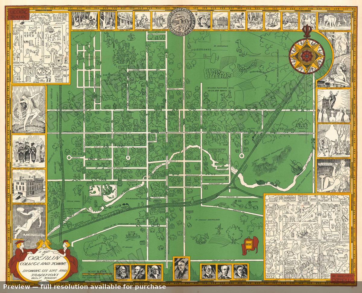 Antique map: Oberlin College, 1929