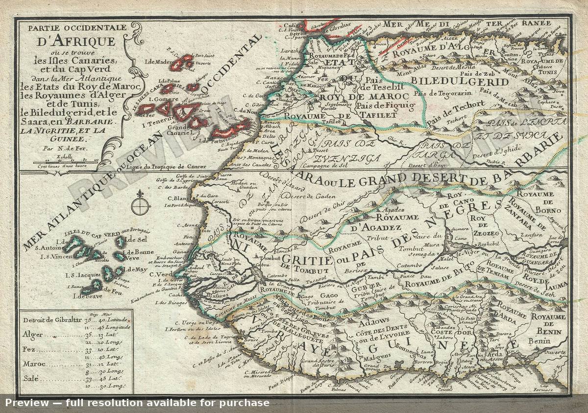 Antique map: Occidentale D Afrique, 1701, 1701