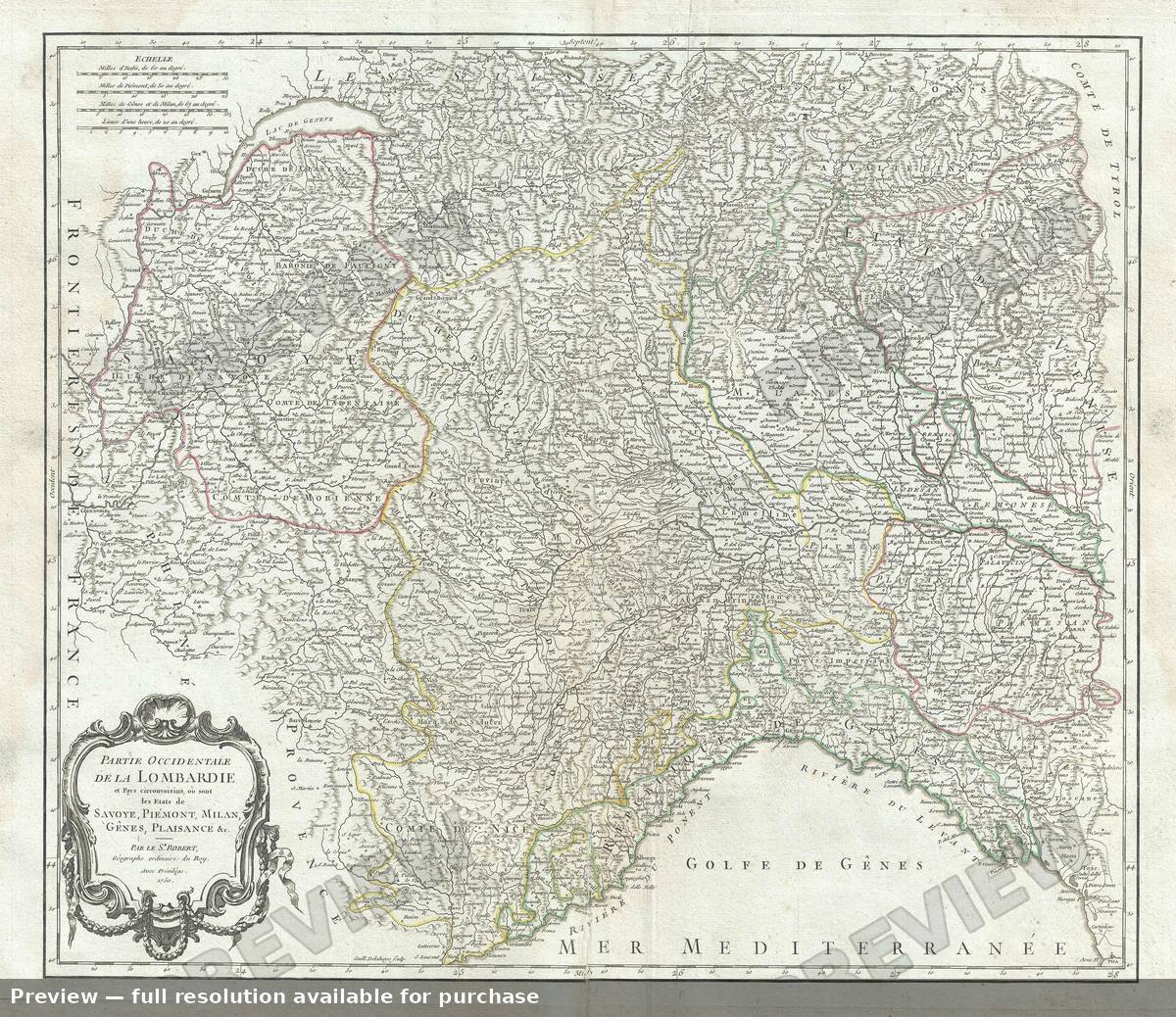 Antique map: Occidentale Lombardie, 1757, 1757