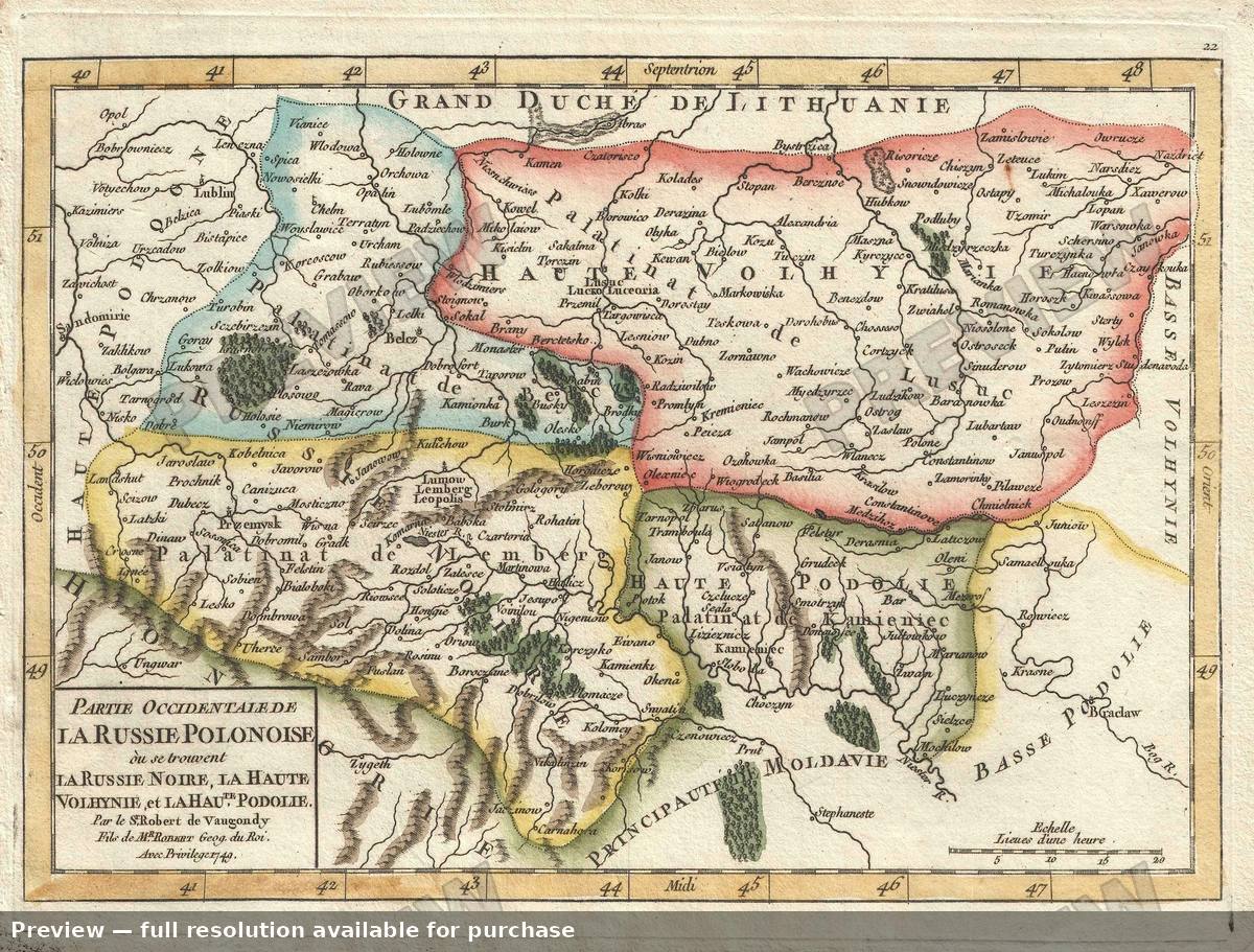 Antique map: Occidentale Russie Polonoise, 1749, 1749