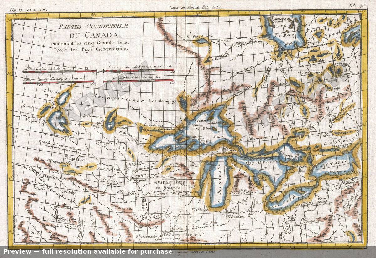 Antique map: Occidentile Canada, 1780, 1780